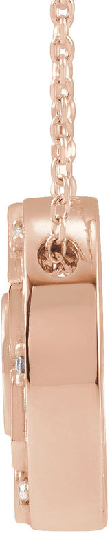 14K Gold Round Natural Diamond Accented Mantra Necklace or Pendant - Rose Gold - view 2