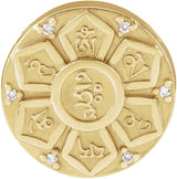 14K Gold Round Natural Diamond Accented Mantra Necklace or Pendant - Yellow Gold