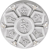 Platinum Round Natural Diamond Accented Mantra Necklace or Pendant
