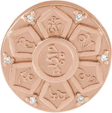 14K Gold Round Natural Diamond Accented Mantra Necklace or Pendant - Rose Gold