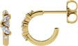 14K Gold Natural Diamond Accented Huggie Earrings - Yellow Gold