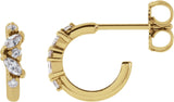 14K Gold Natural Diamond Accented Huggie Earrings - Yellow Gold