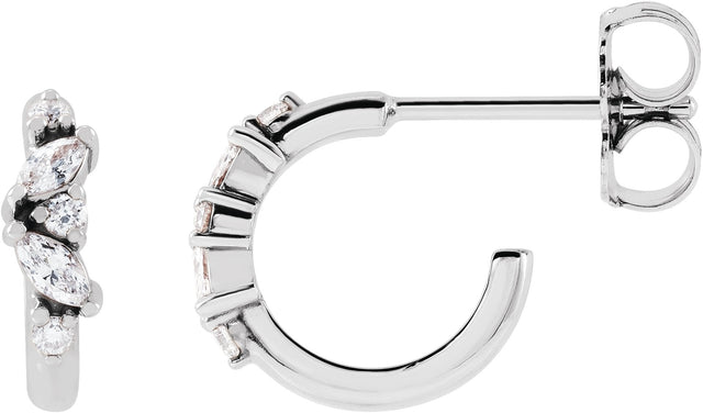 Platinum Natural Diamond Accented Huggie Earrings