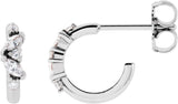 14K Gold Natural Diamond Accented Huggie Earrings - White Gold