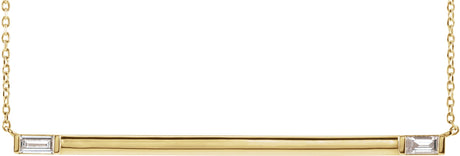 14K Gold Straight Baguette Natural Diamond Baguette Bar Necklace – 1/4 CTW - Yellow Gold