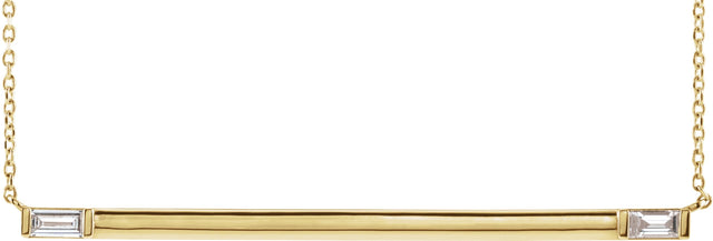 14K Gold Straight Baguette Natural Diamond Baguette Bar Necklace – 1/4 CTW - Yellow Gold