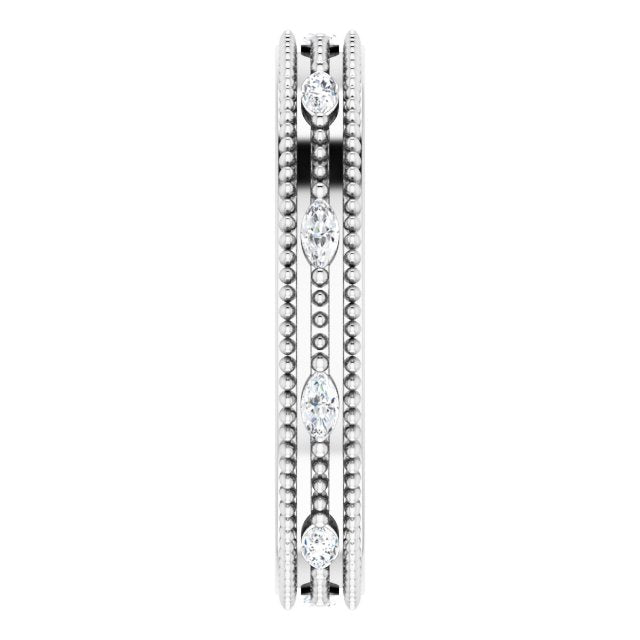 Platinum Natural Diamond Beaded Band – 1/3 CTW - view 9