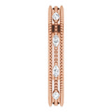 14K Gold Natural Diamond Beaded Band – 1/3 CTW - Rose Gold - view 9