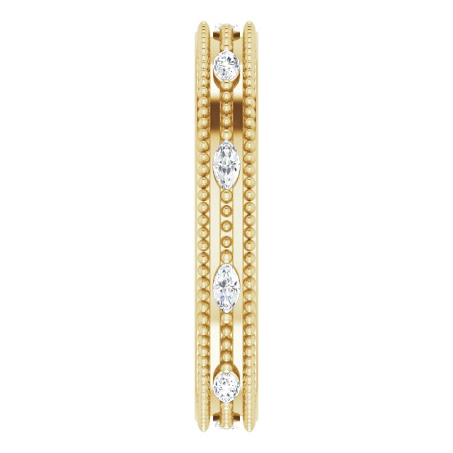 14K Gold Natural Diamond Beaded Band – 1/3 CTW - Yellow Gold - view 9