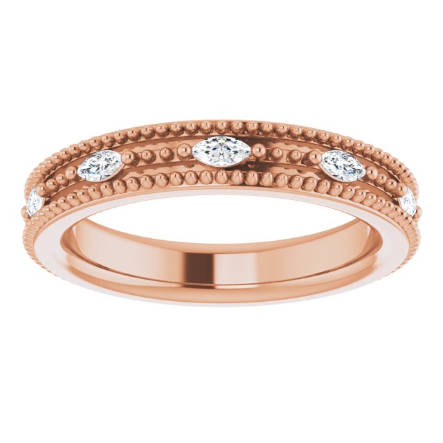 14K Gold Natural Diamond Beaded Band – 1/3 CTW - Rose Gold - view 8