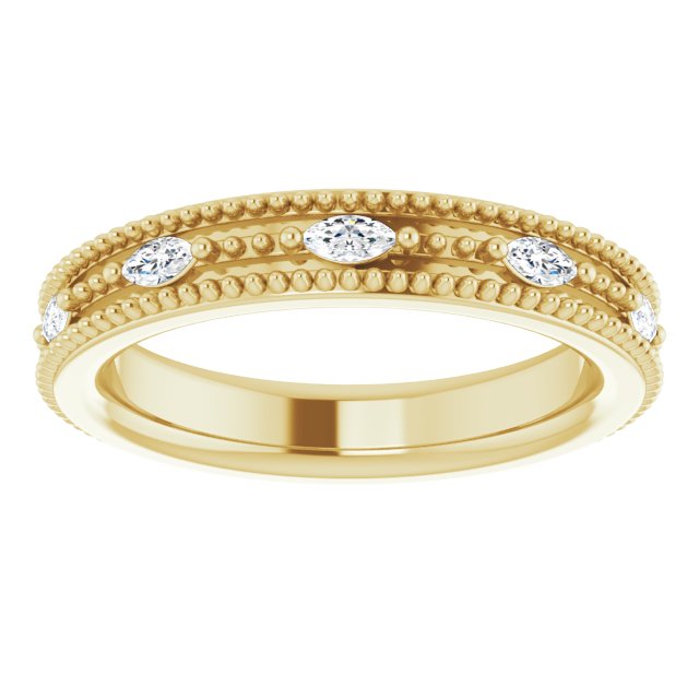 14K Gold Natural Diamond Beaded Band – 1/3 CTW - Yellow Gold - view 8