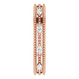14K Gold Natural Diamond Beaded Band – 1/3 CTW - Rose Gold - view 9
