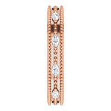 14K Gold Natural Diamond Beaded Band – 1/3 CTW - Rose Gold - view 9