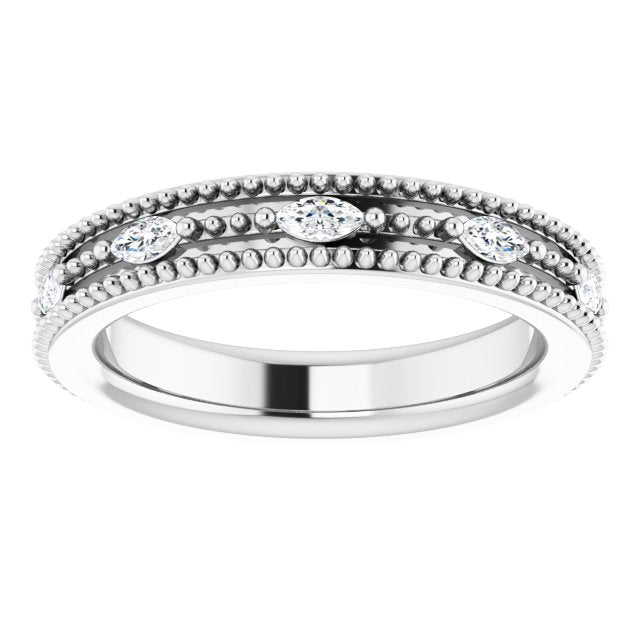 Platinum Natural Diamond Beaded Band – 1/3 CTW - view 8