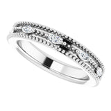 14K Gold Natural Diamond Beaded Band – 1/3 CTW - White Gold - view 10