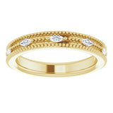 14K Gold Natural Diamond Beaded Band – 1/3 CTW - Yellow Gold - view 8