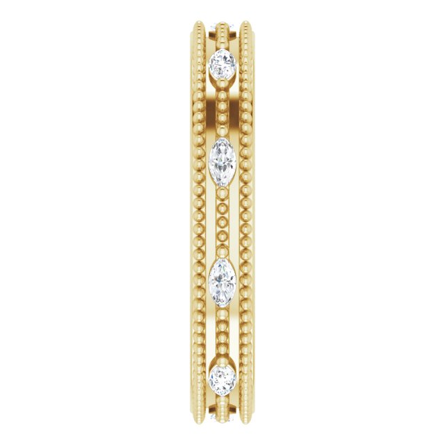 14K Gold Natural Diamond Beaded Band – 1/3 CTW - Yellow Gold - view 9