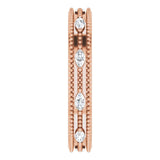 14K Gold Natural Diamond Beaded Band – 1/3 CTW - Rose Gold - view 9