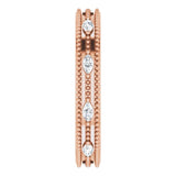 14K Gold Natural Diamond Beaded Band – 1/3 CTW - Rose Gold - view 9