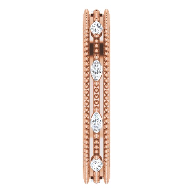 14K Gold Natural Diamond Beaded Band – 1/3 CTW - Rose Gold - view 9