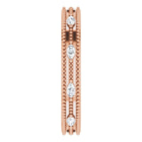 14K Gold Natural Diamond Beaded Band – 1/3 CTW - Rose Gold - view 9