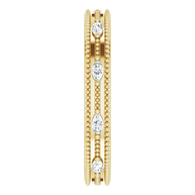 14K Gold Natural Diamond Beaded Band – 1/3 CTW - Yellow Gold - view 9