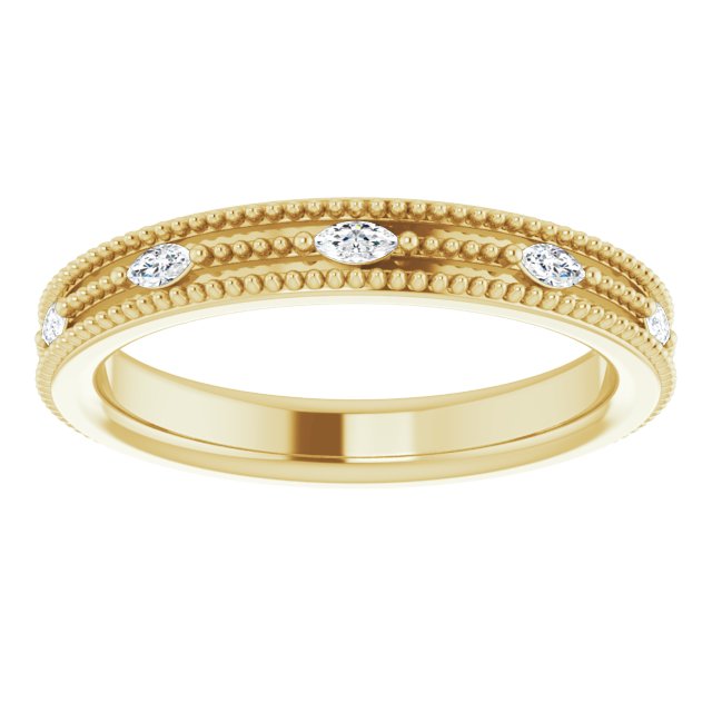 14K Gold Natural Diamond Beaded Band – 1/3 CTW - Yellow Gold - view 8