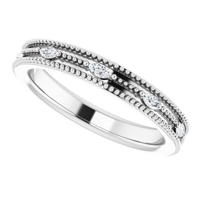 Platinum Natural Diamond Beaded Band – 1/3 CTW - view 10