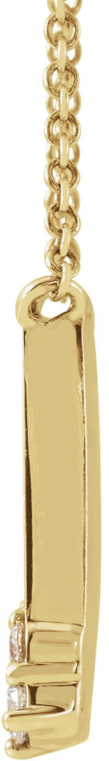 14K Gold Round Natural Diamond Engravable Accented Necklace - Yellow Gold - view 2