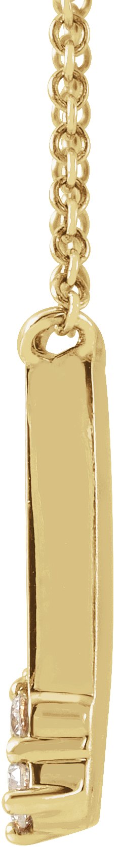 14K Gold Round Natural Diamond Engravable Accented Necklace - Yellow Gold - view 2