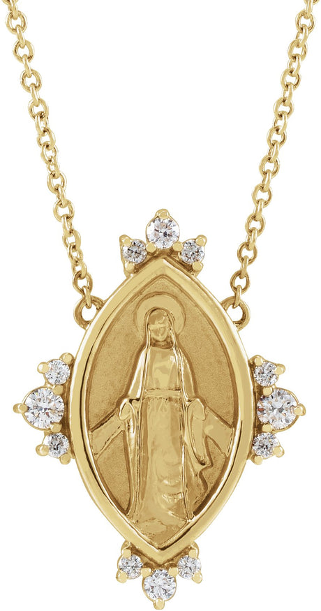 14K Gold Round Natural Diamond Miraculous Necklace - Yellow Gold