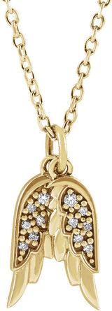 14K Gold Accented Angel Wings Necklace or Pendant - Yellow Gold