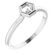14K Gold Round Natural Diamond Stackable Honeycomb Ring - White Gold