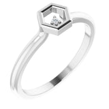Platinum Round Natural Diamond Stackable Honeycomb Ring