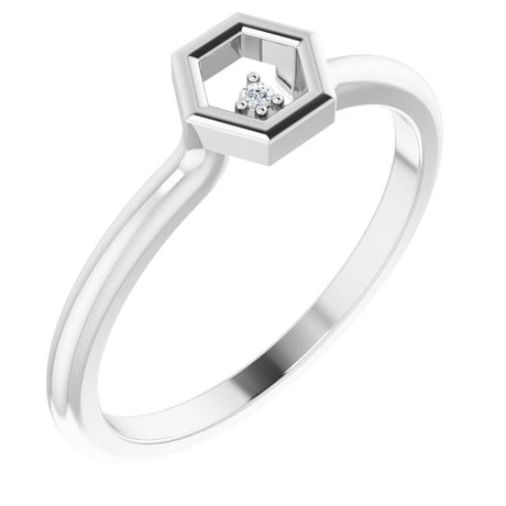 Platinum Round Natural Diamond Stackable Honeycomb Ring
