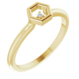 14K Gold Round Natural Diamond Stackable Honeycomb Ring - Yellow Gold