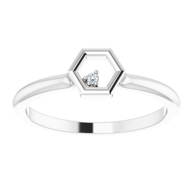 Platinum Round Natural Diamond Stackable Honeycomb Ring - view 3
