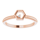 14K Gold Round Natural Diamond Stackable Honeycomb Ring - Rose Gold - view 3