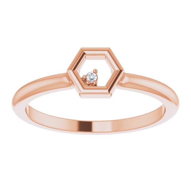 14K Gold Round Natural Diamond Stackable Honeycomb Ring - Rose Gold - view 3