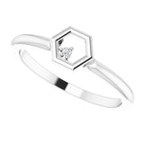 Platinum Round Natural Diamond Stackable Honeycomb Ring - view 5