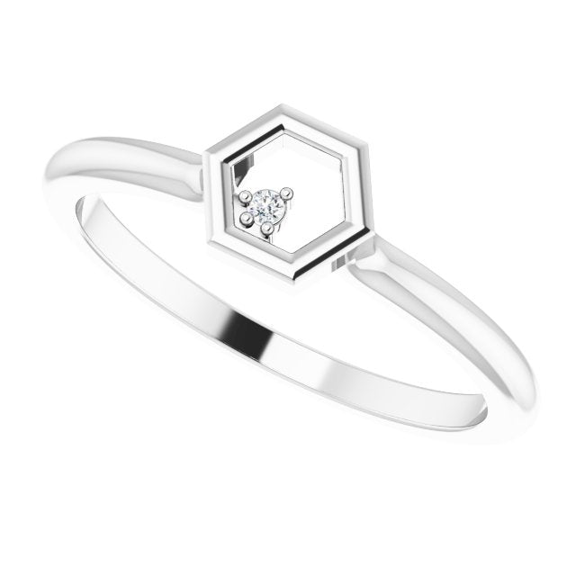 Platinum Round Natural Diamond Stackable Honeycomb Ring - view 5