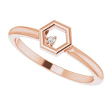 14K Gold Round Natural Diamond Stackable Honeycomb Ring - Rose Gold - view 5