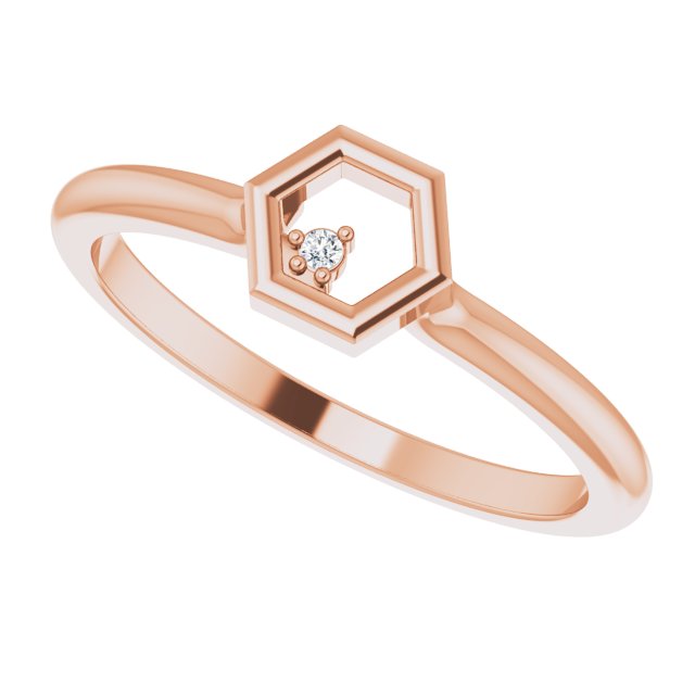 14K Gold Round Natural Diamond Stackable Honeycomb Ring - Rose Gold - view 5