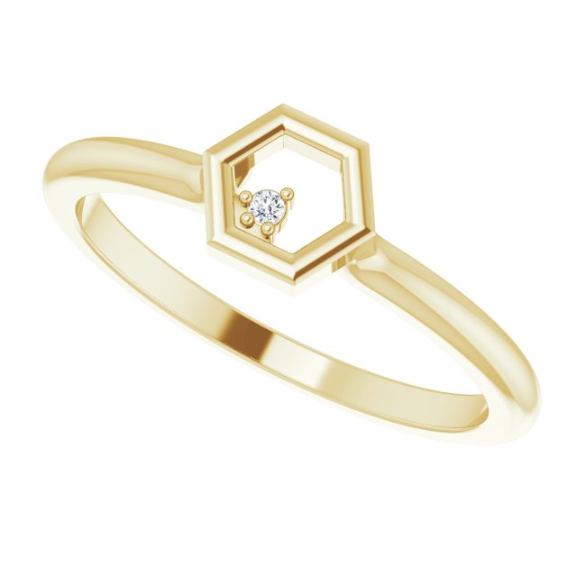 14K Gold Round Natural Diamond Stackable Honeycomb Ring - Yellow Gold - view 5