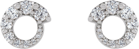 Platinum Round Natural Diamond Graduated Circle Earrings - view 2