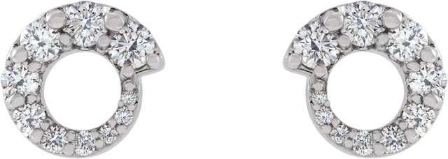 Platinum Round Natural Diamond Graduated Circle Earrings - view 2