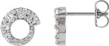 Platinum Round Natural Diamond Graduated Circle Earrings