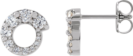 Platinum Round Natural Diamond Graduated Circle Earrings