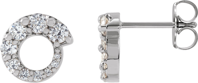 Platinum Round Natural Diamond Graduated Circle Earrings