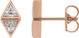 14K Gold Triangle Natural Diamond Two-Stone Bezel-Set Earrings - Rose Gold